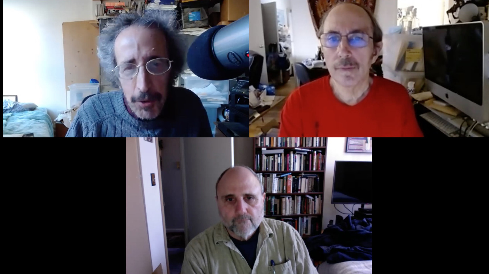 Interview of Jim Hubbard (bottom) by Bob Lederer (left) & John Riley (right)