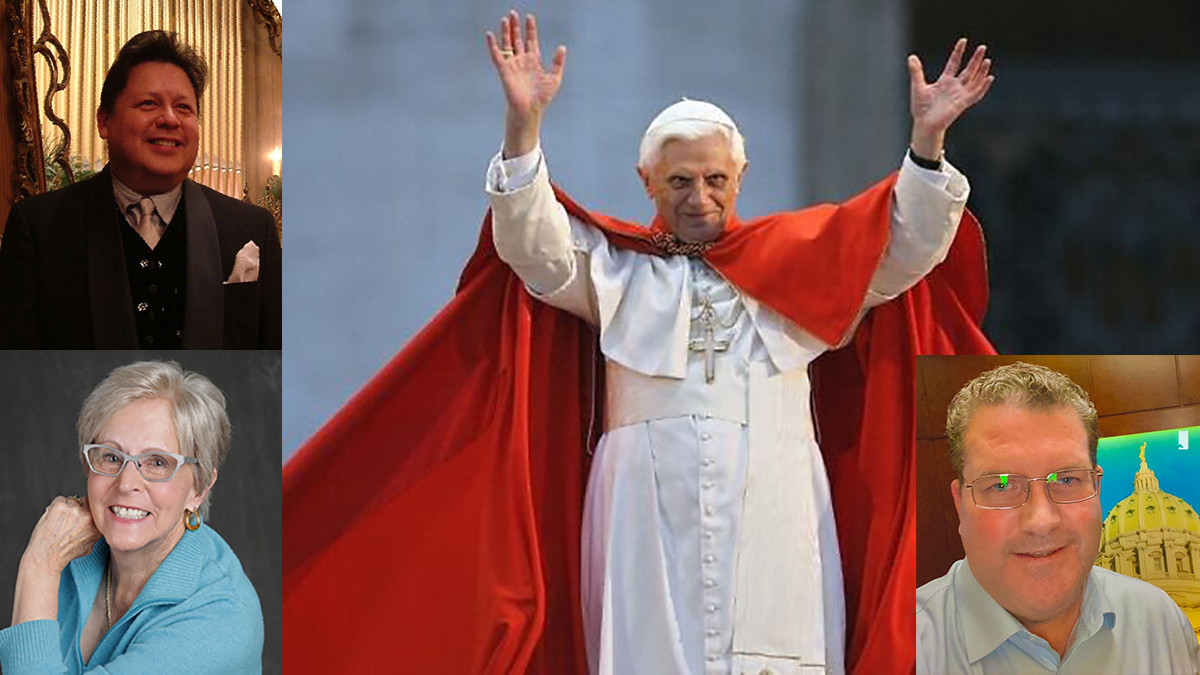 Counterclock wise are Eduardo Casas, Mary Dispenza, and Mike McDonnell. Center is the notorious Pope Benedict