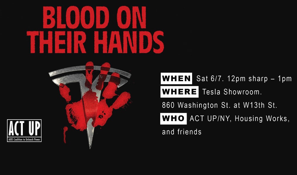 Blood on their Hands Protest at Tesla NYC Dealership