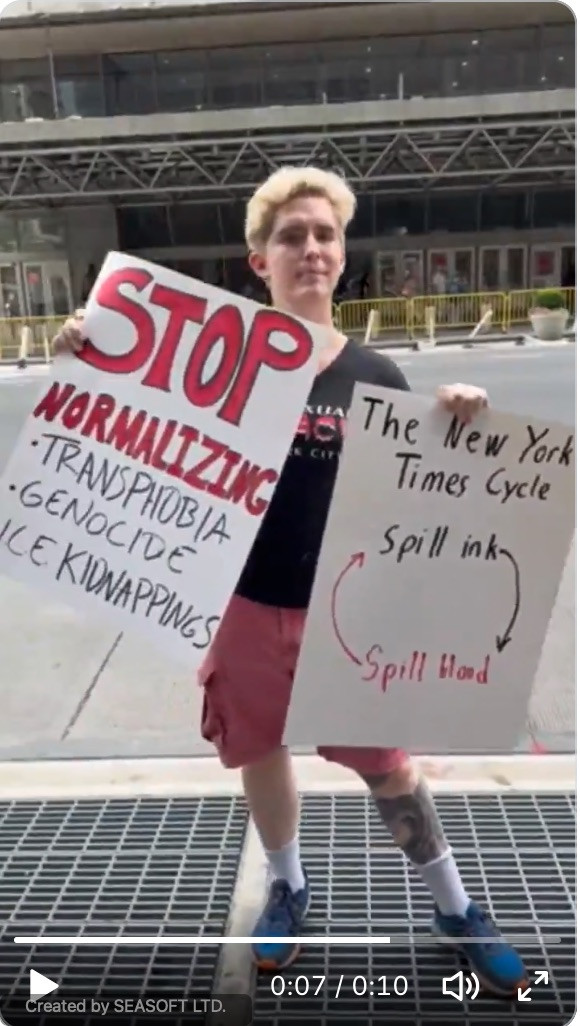 Transexual Menace at NYT Office in Manhattan.