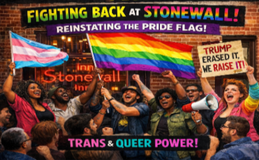 Fighting Back at Stonewall (art by Mimi Rosenberg)
